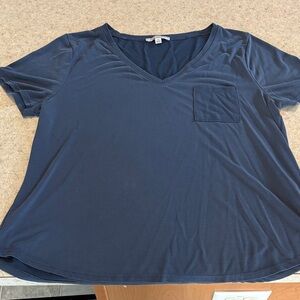 Green Envelope Dark Blue V-Neck Tee